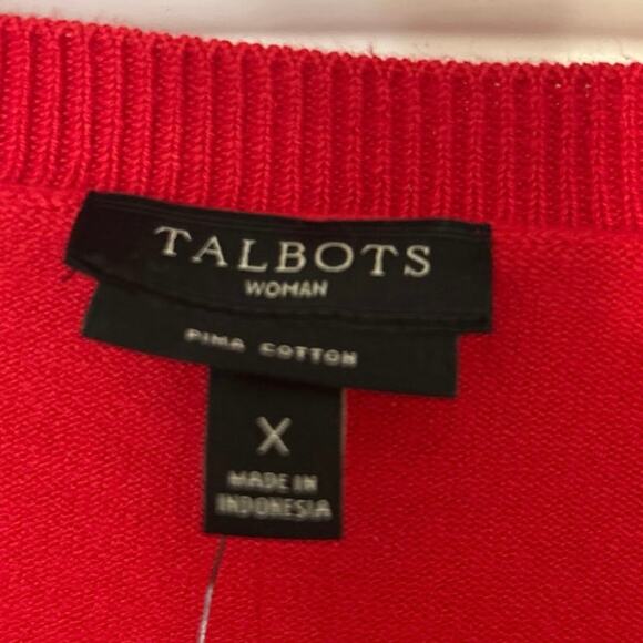 Talbots Pima Cotton Blend Red Cardigan Sweater 3/4 Sleeve Size X Preppy Academia - Picture 9 of 13